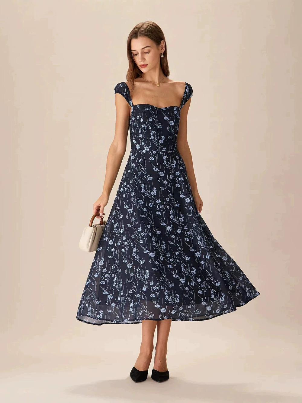 Zara Summer Long Floral Backless Spaghetti Strap Dress